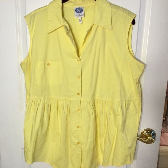 Diane Gilman Brand Yellow Sleeveless Tunic Top XL - Picture 1 of 8